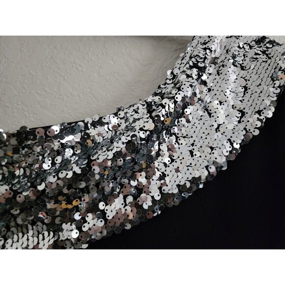 TOP/BLOUSE-INC-INTERNATIONAL CONCEPTS-Black-Silver Sequin Neckline-3/4 Sleeve-XL - Picture 6 of 14